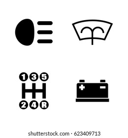Car Parts. Simple Related Vector Icons Set for Video, Mobile Apps, Web Sites, Print Projects and Your Design. Black Flat Illustration on White Background.