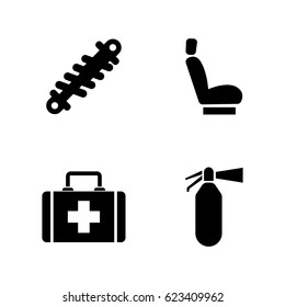 Car Parts. Simple Related Vector Icons Set for Video, Mobile Apps, Web Sites, Print Projects and Your Design. Black Flat Illustration on White Background.