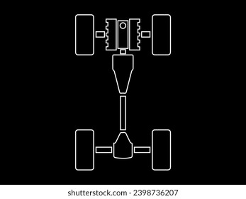 Car Parts Technical Drawing, automobile car machine engine 3D vector. car service elements isolated on white and black background.