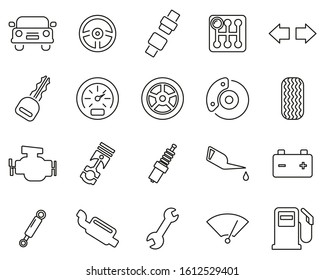 Car Or Car Parts Thin Line Set Big