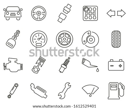 Car Or Car Parts Thin Line Set Big