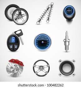 car parts vector icon set