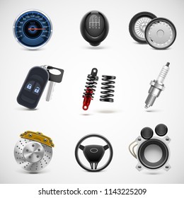 car parts vector icon set