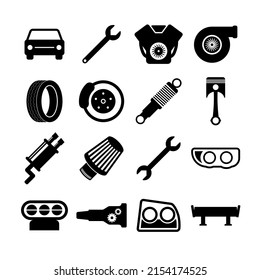 Car parts vector icon set on white background