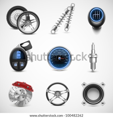 car parts vector icon set