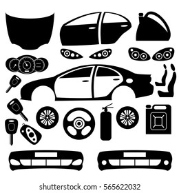 Car parts. Vector set.