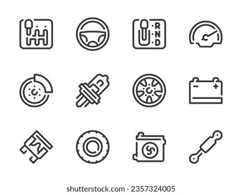 Car parts and Vehicle repair vector line icons. Auto service and Workshop outline icon set. svg