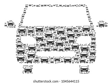 Car pattern made in the shape of car elements. Vector iconized composition organized with simple icons.