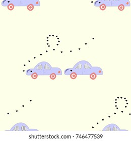 car pattern seamless pattern heart vector illustration 