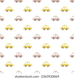 Car pattern seamless vector design element, kids and baby vintage colorful car digital and print background illustration