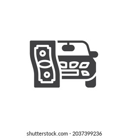 Car payment vector icon. filled flat sign for mobile concept and web design. Car and money glyph icon. Symbol, logo illustration. Vector graphics