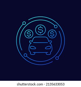 icono de pagos de coches, vector lineal