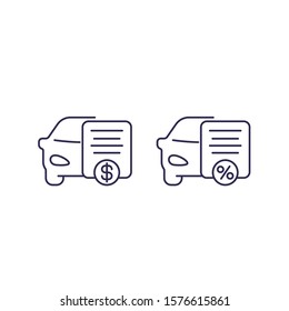 car payments, loan rate, thin line icons