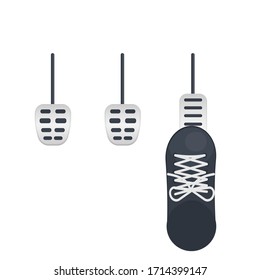 Car pedal. Driving. Brake, vector illustration