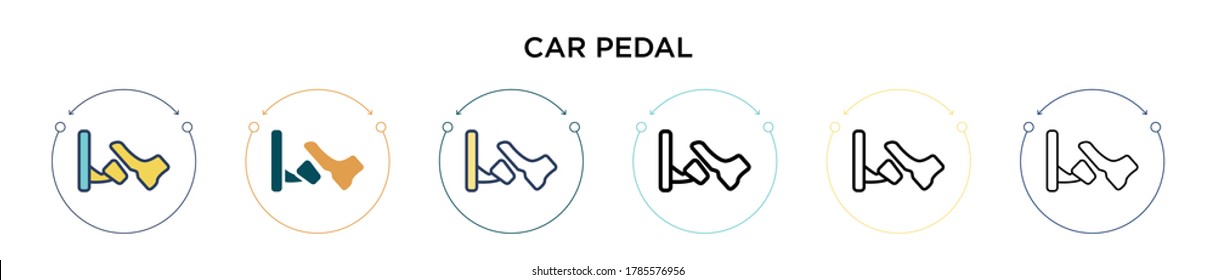 Car pedal icon in filled, thin line, outline and stroke style. Vector illustration of two colored and black car pedal vector icons design can be used for mobile, ui, web