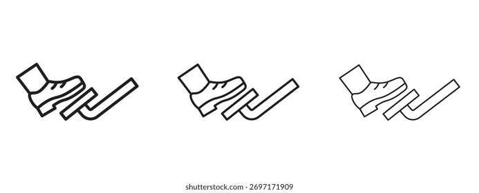 Signo de estilo lineal del icono del pedal del coche para el concepto móvil y el Diseño web.