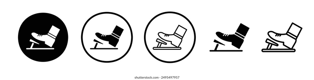 Car pedal vector icon set in black and white color.