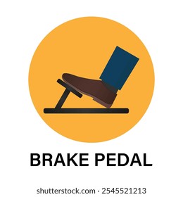 Car Pedals. Foot Pressing on Brake or Accelerator or Clutch Pedal Icon Symbol. Vector Illustration. 