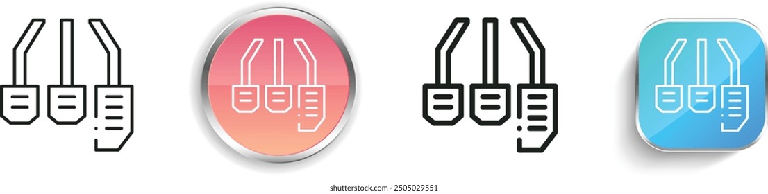 Fahrpedalsymbol. Design mit dünnen Linien, regelmäßigen Linien und Schaltflächen einzeln auf weißem Hintergrund