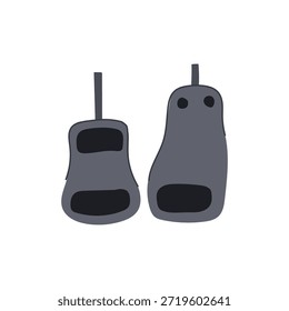 Pedales de coche que representan el control de conducción y el movimiento del vehículo con un diseño plano ilustrado sobre un fondo blanco limpio, que simboliza la velocidad y la seguridad