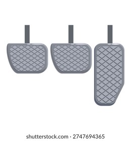 Car pedals showing brake, accelerator, and clutch pedals enabling drivers to control speed and braking