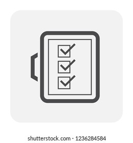 Car performance test icon design, black and outline.