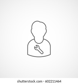Car Person Mechanic Line Icon On White Background