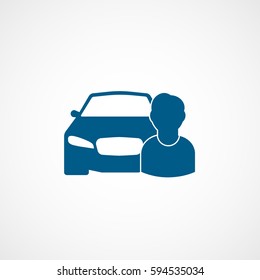 Car And Person User Blue Flat Icon On White Background