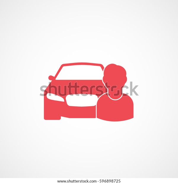 Car And Person User Driver Red Flat Icon On\
White Background
