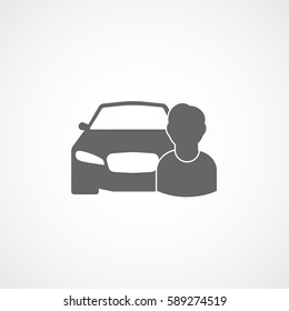 Car And Person User Flat Icon On White Background