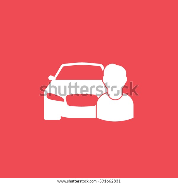 Car And\
Person User Flat Icon On Red\
Background