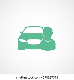 Car And Person User Green Flat Icon On White Background