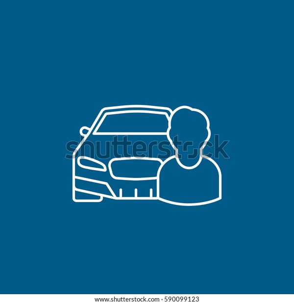Car Person User\
Line Icon On Blue\
Background