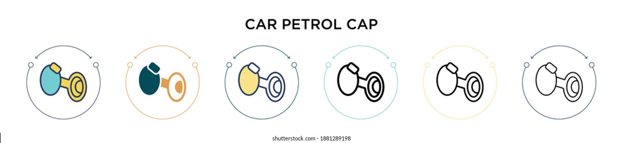 Car petrol cap icon in filled, thin line, outline and stroke style. Vector illustration of two colored and black car petrol cap vector icons designs can be used for mobile, ui, web