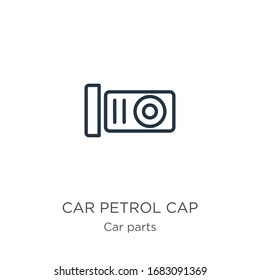 Car petrol cap icon. Thin linear car petrol cap outline icon isolated on white background from car parts collection. Line vector sign, symbol for web and mobile
