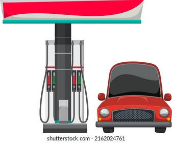 A car and petrol pump illustration