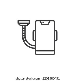 Car phone holder line icon. linear style sign for mobile concept and web design. Phone mount outline vector icon. Symbol, logo illustration. Vector graphics