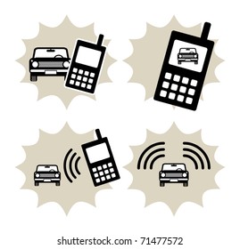 Lot of car and phone icon, vector illustration