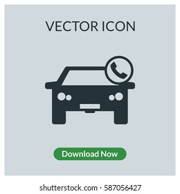 Car with phone sign vector icon