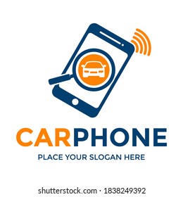 Car Phone Vector Logo Template. This Design Use Magnifying Glass Symbol. Suitable For Driver.