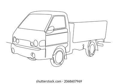 Coche Recogida de camiones Continuo dibujo de una línea. ilustración de arte de línea.