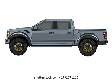 Car pickup 4x4 wheels drive auto in vector