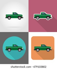 car pickup flat icons vector illustration isolated on background
