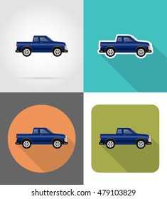 car pickup flat icons vector illustration isolated on background