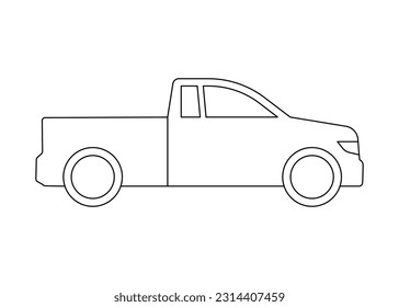 Car pickup transport model coloring line icon. Own passenger transport, automobile for travel. Vector sign outline illustration