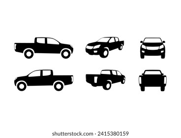 Car pickup truck icon set isolated on the background. Ready to apply to your design. Vector illustration.	