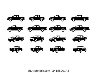 Car pickup truck icon set isolated on the background. Ready to apply to your design. Vector illustration.	