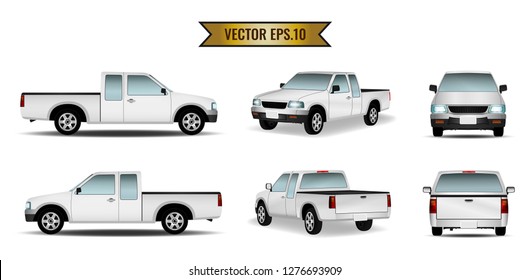 Car pickup truck white isolated on the background. Ready to apply to your design. Vector illustration.