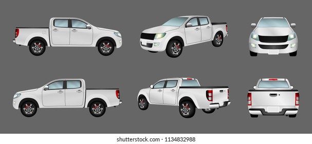 Car pickup white isolate on the background. Ready to apply to your design. Vector illustration.
