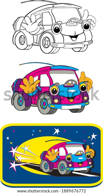 Car, picture of a car for coloring and\
children\'s games, fun toys,\
cartoons